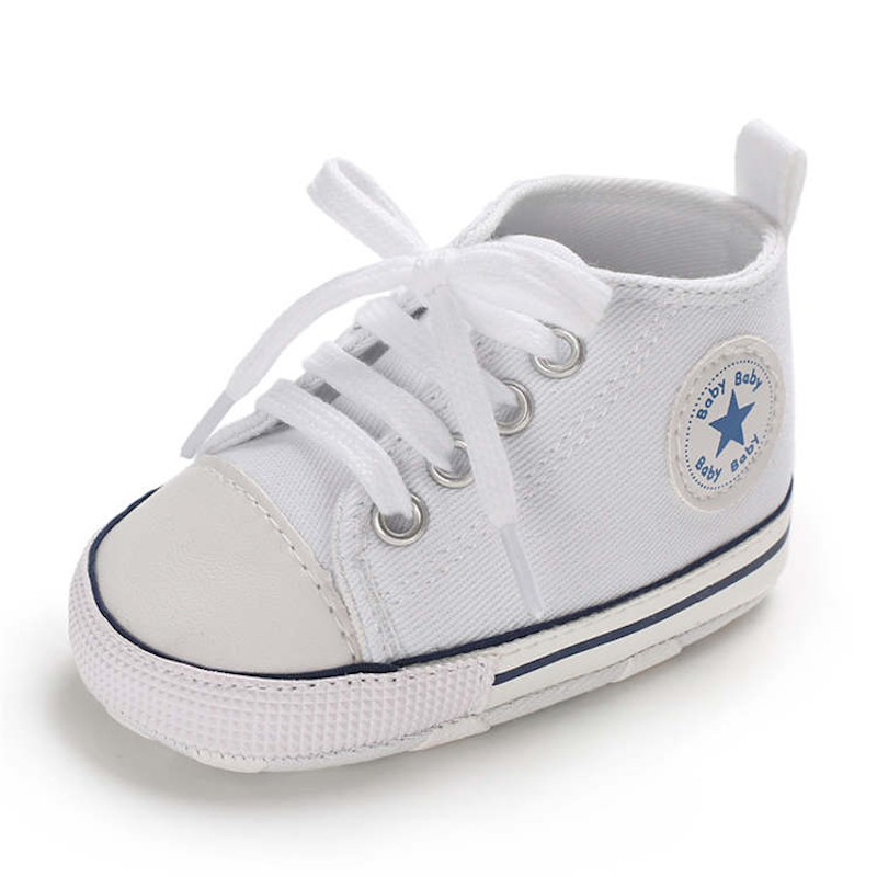 First Walker Canvas shoes crib Baby High Top Ankle shoes Boy and Girl White